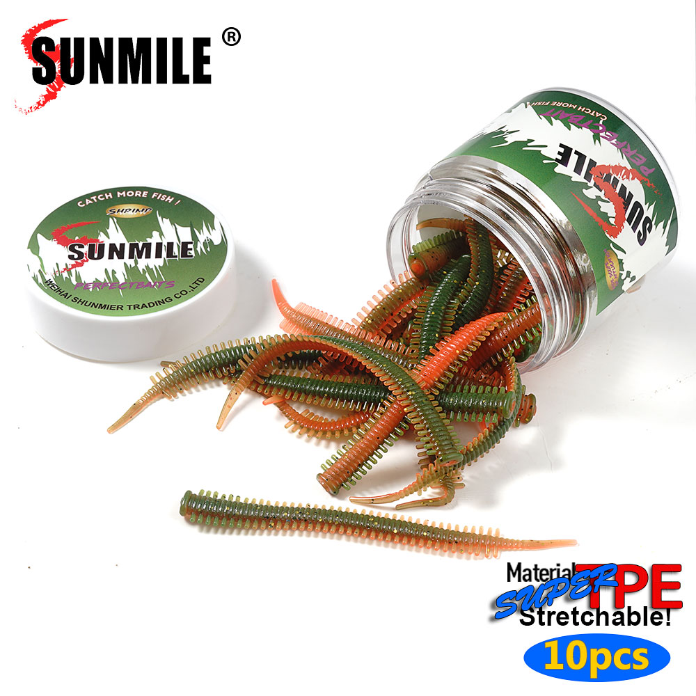 SUNMILE 10pcs Sand Worm lures  - Fishing Lure Soft Plastic บทวิจารณ์และราคา