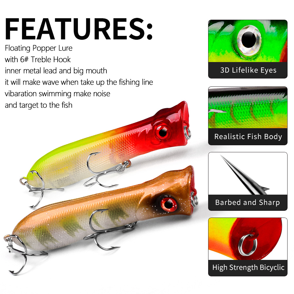 Topwater Popper Saltwater Fish - Fishing Lure Popper บทวิจารณ์และราคา