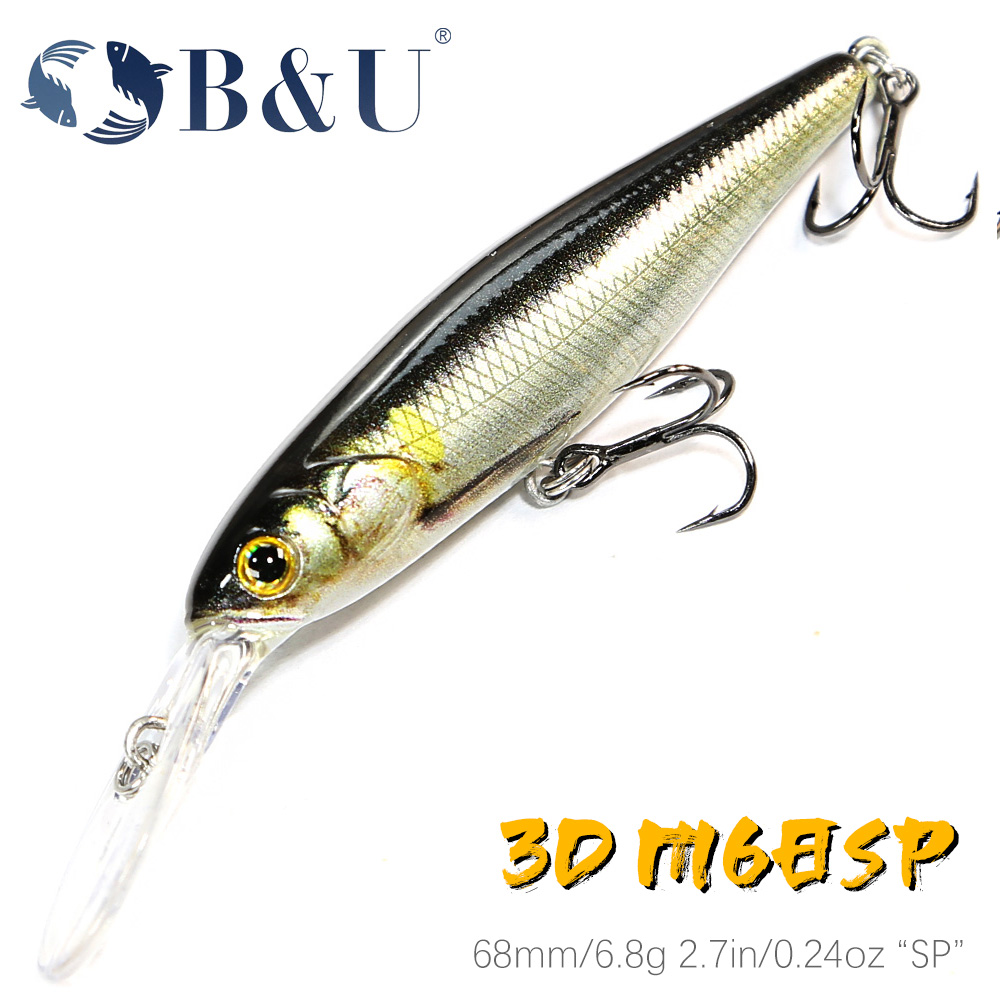 B&U  68mm 3D Printing Shad Sus - Fishing Lure Jerkbait บทวิจารณ์และราคา