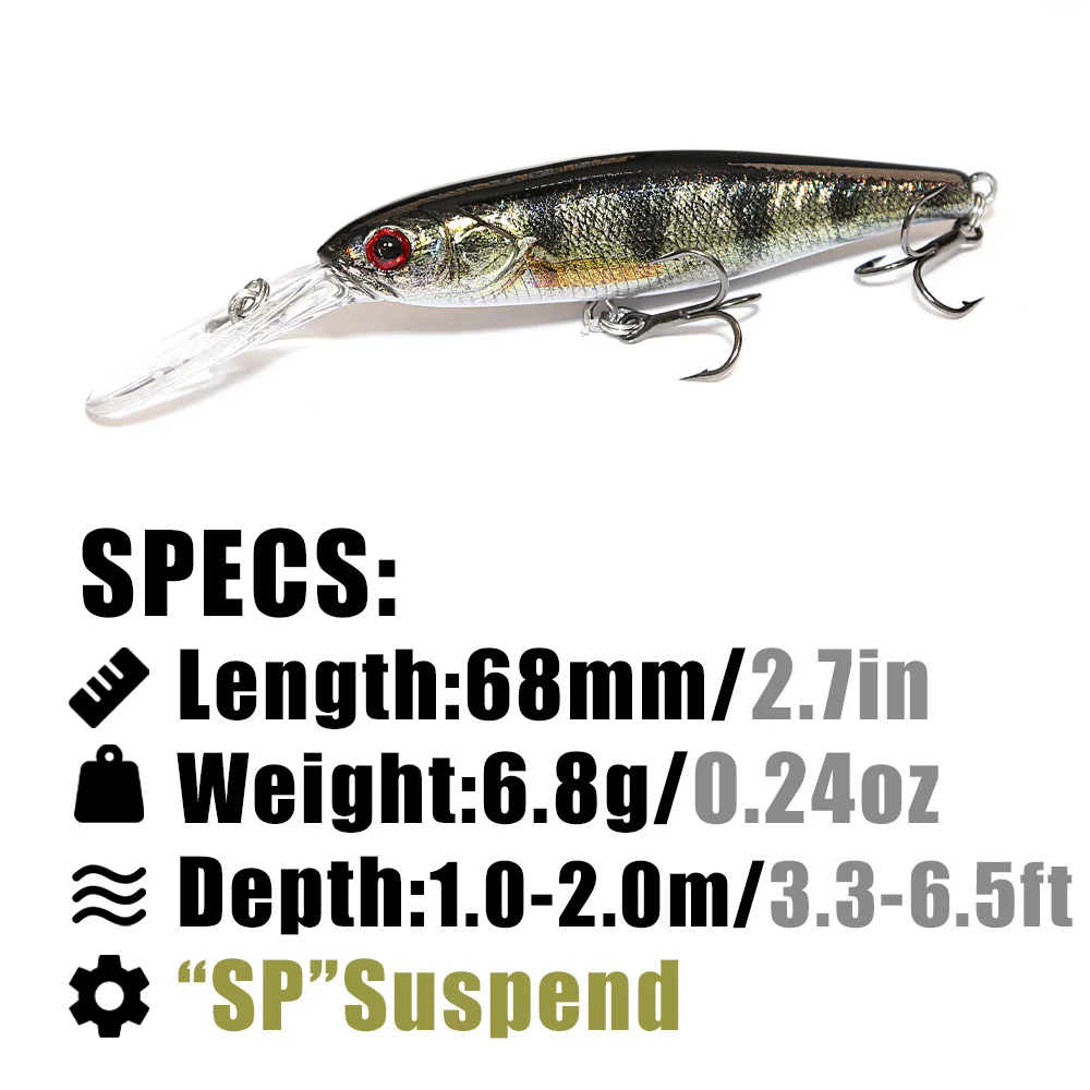 B&U  68mm 3D Printing Shad Sus - Fishing Lure Jerkbait บทวิจารณ์และราคา