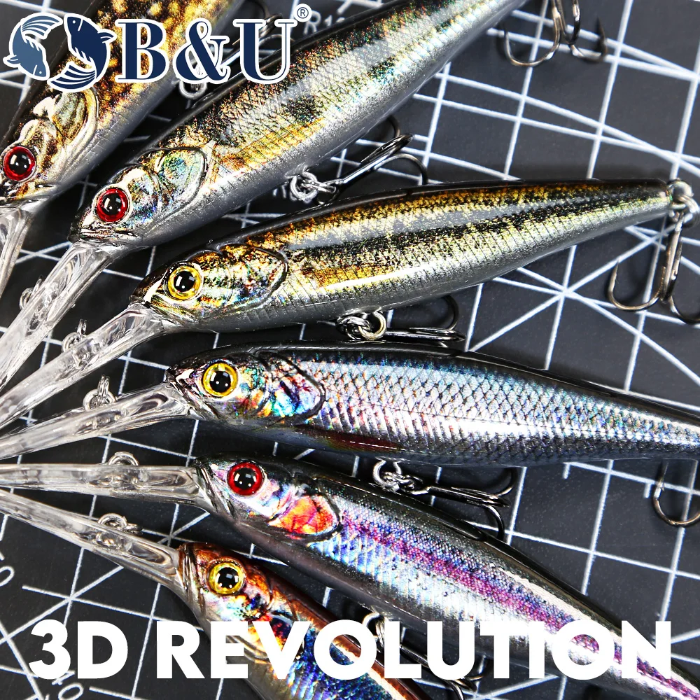 B&U  68mm 3D Printing Shad Sus - Fishing Lure Jerkbait บทวิจารณ์และราคา