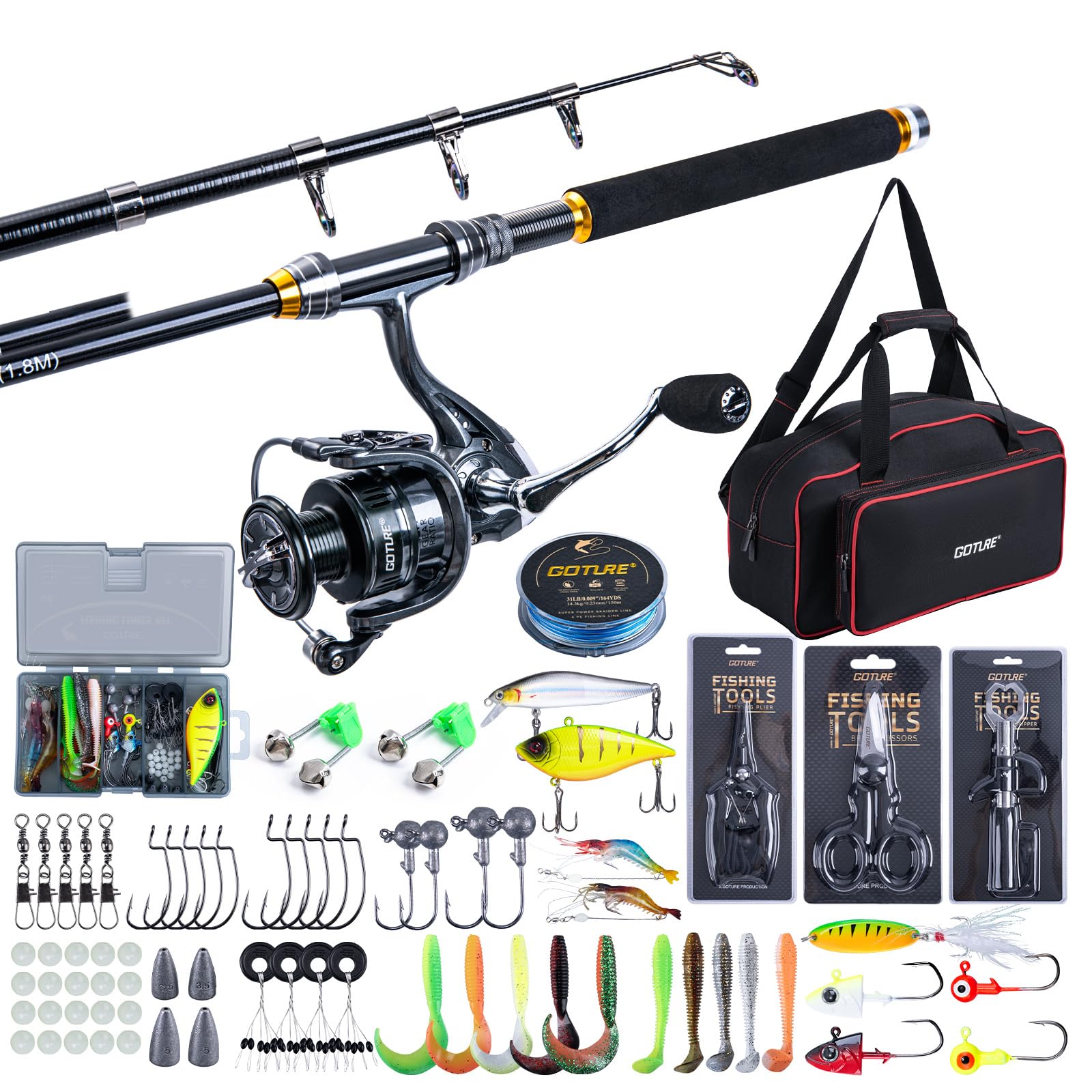 Goture Fishing Telescopic Rod  - Fishing Lure Spinner บทวิจารณ์และราคา