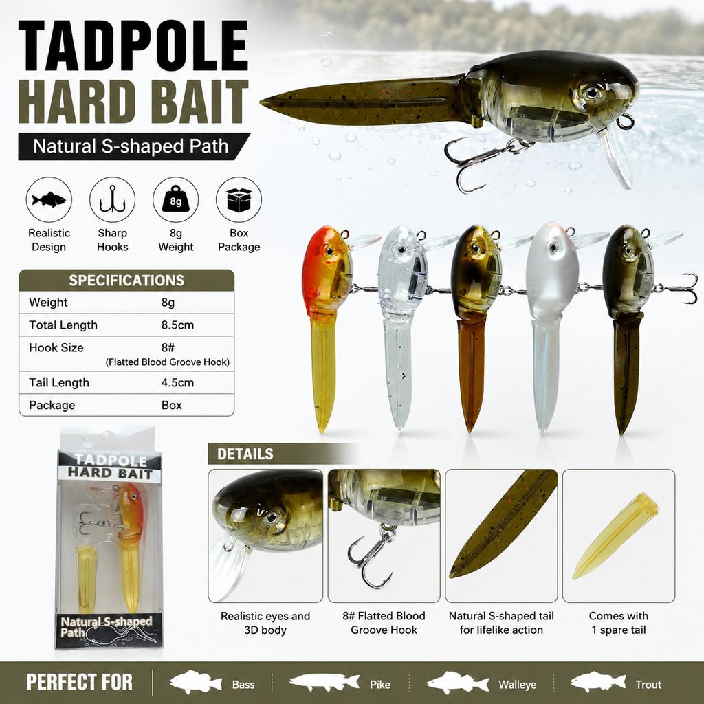 1pcs Tadpole Hard Bait Fishing - Fishing Lure Crankbait บทวิจารณ์และราคา