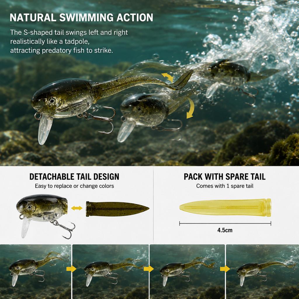 1pcs Tadpole Hard Bait Fishing - Fishing Lure Crankbait บทวิจารณ์และราคา